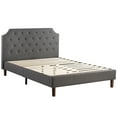 thumbnail image 5 of Mellow MAVN Upholstered Platform Bed, Modern Tufted Headboard, Real Wooden Slats and Legs, Dark Grey, Queen, 5 of 8