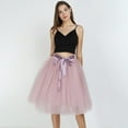 thumbnail image 5 of Tulle Skirts for Women Elastic Waist Lace Up Bow Knee Length Layered Mesh Flowy A Line Tutu Skirts Puffy Skirt Fairy Skirt, 5 of 6