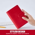 thumbnail image 3 of A6 Notebook Binder, 6 Ring Planner with Stylish Design, Loose Leaf Personal Organizer Binder Cover with Magnetic Buckle Closure, PU Leather Binder for Women with Macaron Colors,Red, 3 of 7
