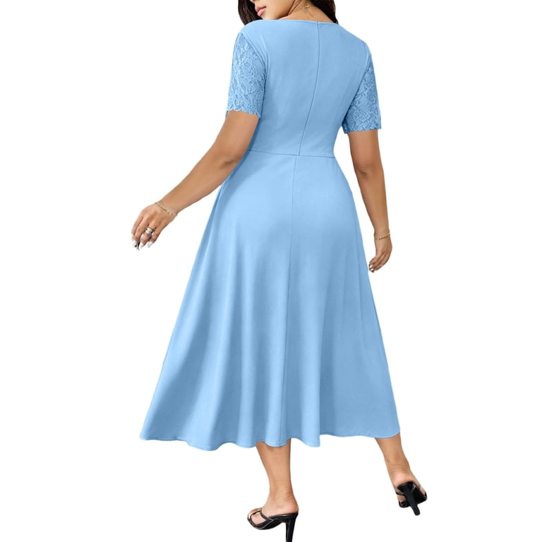 pastel blue dress plus size Evening Party Dress Plus Size Women A-Line Empire Waist Chiffon