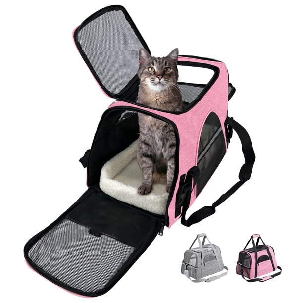 Pink Pet Cat Carrier Airline Approved, Dog Carriers for Small Dogs