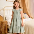 thumbnail image 2 of Trendfront Girls Light Green Dress Crew Neck Sleeveless Ruffle Casual Sundress Summer Outfit for Girls 3-10Y, 2 of 6