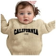 thumbnail image 2 of Bobifish Toddler Dark Green Ribbed Sweater “CALIFORNIA 1998” Letter Print Long Sleeve Knitted Retro Style Casual Boys Girls Knitted Pullover Top, 2 of 3