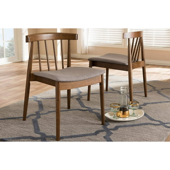 Baxton Studio Wyatt Mid-Century Modern Walnut Wood Dining Chair (Set of 2)