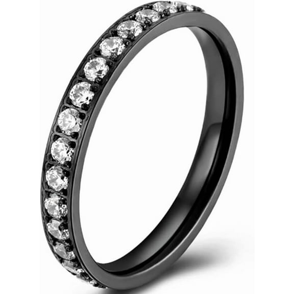 3mm Stainless Steel Cubic Zircon Filled Stackable Eternity Wedding Band Ring