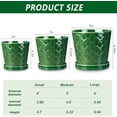 thumbnail image 3 of BUYMAX 4",5",6" Dia Planter Set of 3, Modern Style Ceramic Plant Pots with Drainage Hole and Tray for Indoor Outdoor Patio, Emerald Green, 3 of 6
