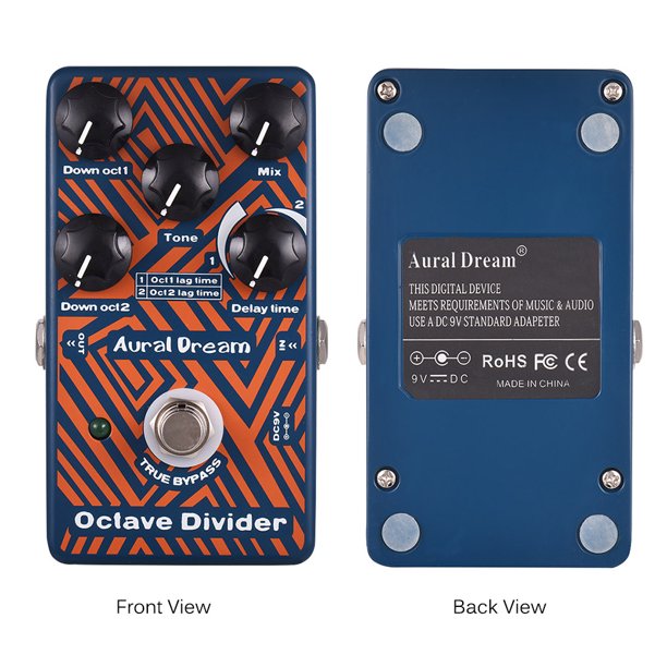 Pedal de Efecto Octava Doble: Combinaciones Bajas de 1 y 2 Octavas para Sonidos Únicos y Clásicos. Ajustes de Volumen, Tono y Retardo. Diseño Compacto en Aleación de Aluminio. Ideal para Músicos que