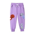 thumbnail image 3 of HILEELANG little Girls （Age:12M-7Y) Cotton Joggers Sweatpants Animal Embroidery Drawstring Waist and Pockets-Pink Purple Casual Athletic Pants for Kids 7T, 3 of 8