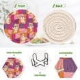 thumbnail image 4 of Haosy Set of 6 Drink Woven Coaster with Holder Heat Resistant Non-Slip Bar Coasters 4 Inches Retro Groovy Checkered, 4 of 7