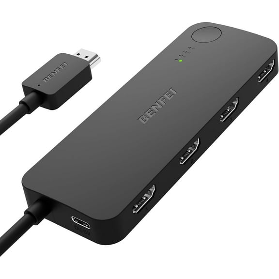 BENFEI HDMI Switch 4 in 1 Out 4K@60Hz, 2K@144Hz, HDCP 2.3 with Adaptive Equalization Support 30ft HDMI Transmit