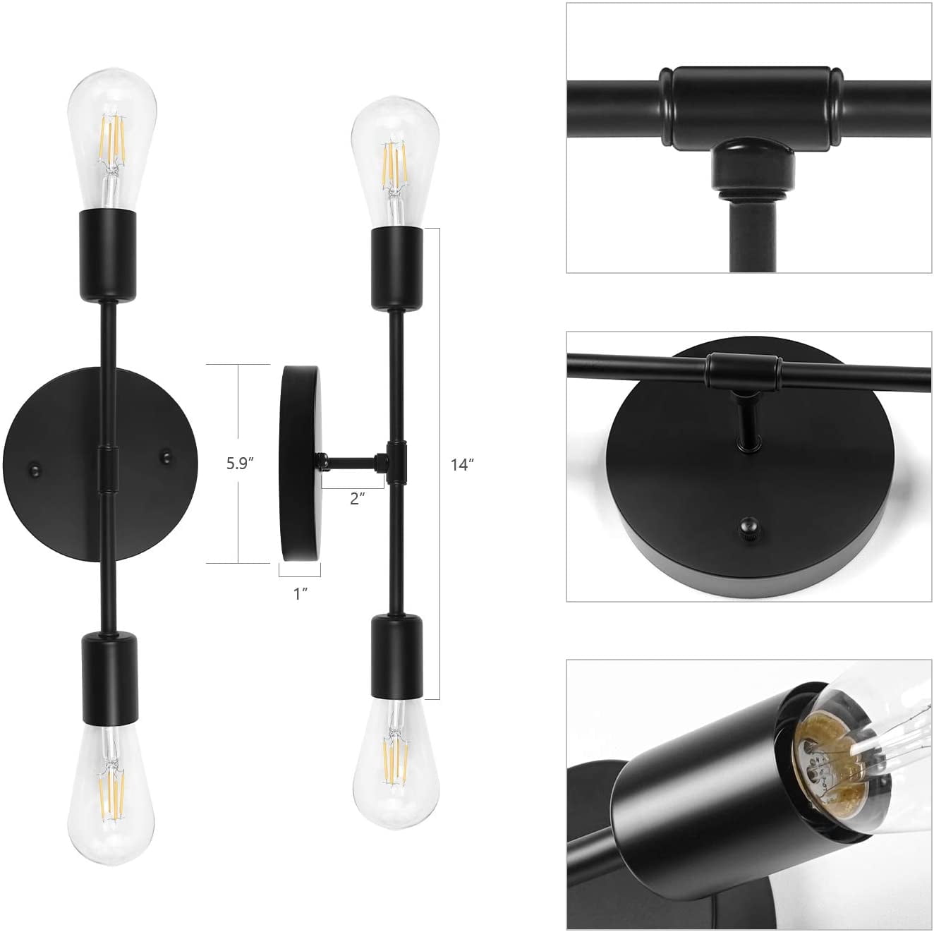Maichis 12V Wall Sconce Lighting with 2 Bulbs, 12V Bathroom Vanity Light Fixture for RV, Motorhome, Camper