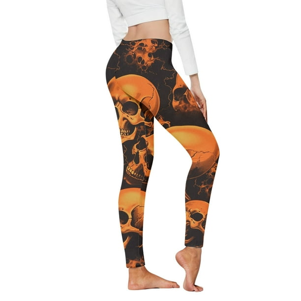 WILLBEST Mallas Deportivas de Yoga Con Estampado de Halloween Para Mujer, Pantalones de Entrenamiento de Cintura Alta, Elásticos y Cómodos, Para Fitness Extra Grande