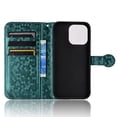 thumbnail image 7 of For iPhone 14 Pro Max Phone Case Full Coverage Dustproof Anti-Scratch Anti-Fingerprint Kickstand Card Slots Wave-dot Pattern Design Convenient Wrist Strap PU Leather Luxury Wallet Cover,Green, 7 of 7