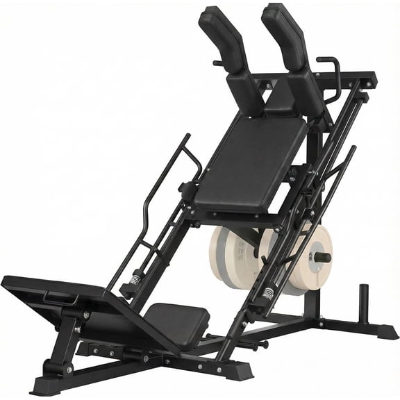 Riedhoff Leg Press Hack Squat Machine Combo, Adjustable Backrest, Fits 1 & 2" Plates, Black