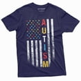 thumbnail image 5 of US Flag Autism colors T-shirt autism awareness day men's tee shirt patriotic USA Flag ASD day Tee (Medium Military Green), 5 of 7