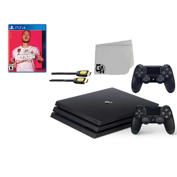 Sony PlayStation 4 Pro 1TB Gaming Console Black 2 Controller Included with FIFA-20 BOLT AXTION Bundle Like New
