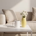 thumbnail image 5 of REGALWOVEN Small Ceramic Bud Modern Cylinder Vase, Matte Ribbed Decorative Flower Vase for Desktop, Shelf & Bathroom, Boho Yellow 2.4"L x 2.4"W x 5.1"H, 5 of 6