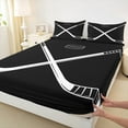 thumbnail image 3 of Castle Fairy Teens Ice Hockey Gamer 4pcs Bed Sheets,Sport Theme King Sheets,Black White Super Cozy Sheet Set,Luxury Bedroom Decor, 3 of 7