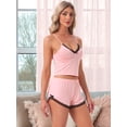 thumbnail image 3 of DARING DIVA Women's Casual Lace Trim Bow Soft Cami Top and Shorts Pajamas Set L Pink, 3 of 7