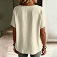 thumbnail image 6 of Tqcoqu Button Down Shirts for Women 3/4 Sleeve & Sleeveless Solid Cotton Linen Hollow Out Casual Lightweight Tops,A-Khaki Women's S-XXXL, 6 of 8