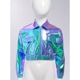 thumbnail image 2 of YUUMIN Veste Métallique Décontractée à Sequins pour Filles et Garçons, Veste à Col Rabattu avec Fermeture Éclair, Bleu 14, 2 of 6