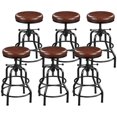thumbnail image 1 of Set de 6 taburetes de bar vintage ajustables de cuero sintético Yaheetech, 1 of 9