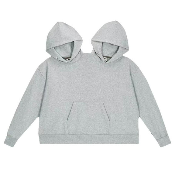 Oversized Two-Person Hoodie for Couples Soft Polyester Pullover with Dual Collars Cozy Matching Loungewear