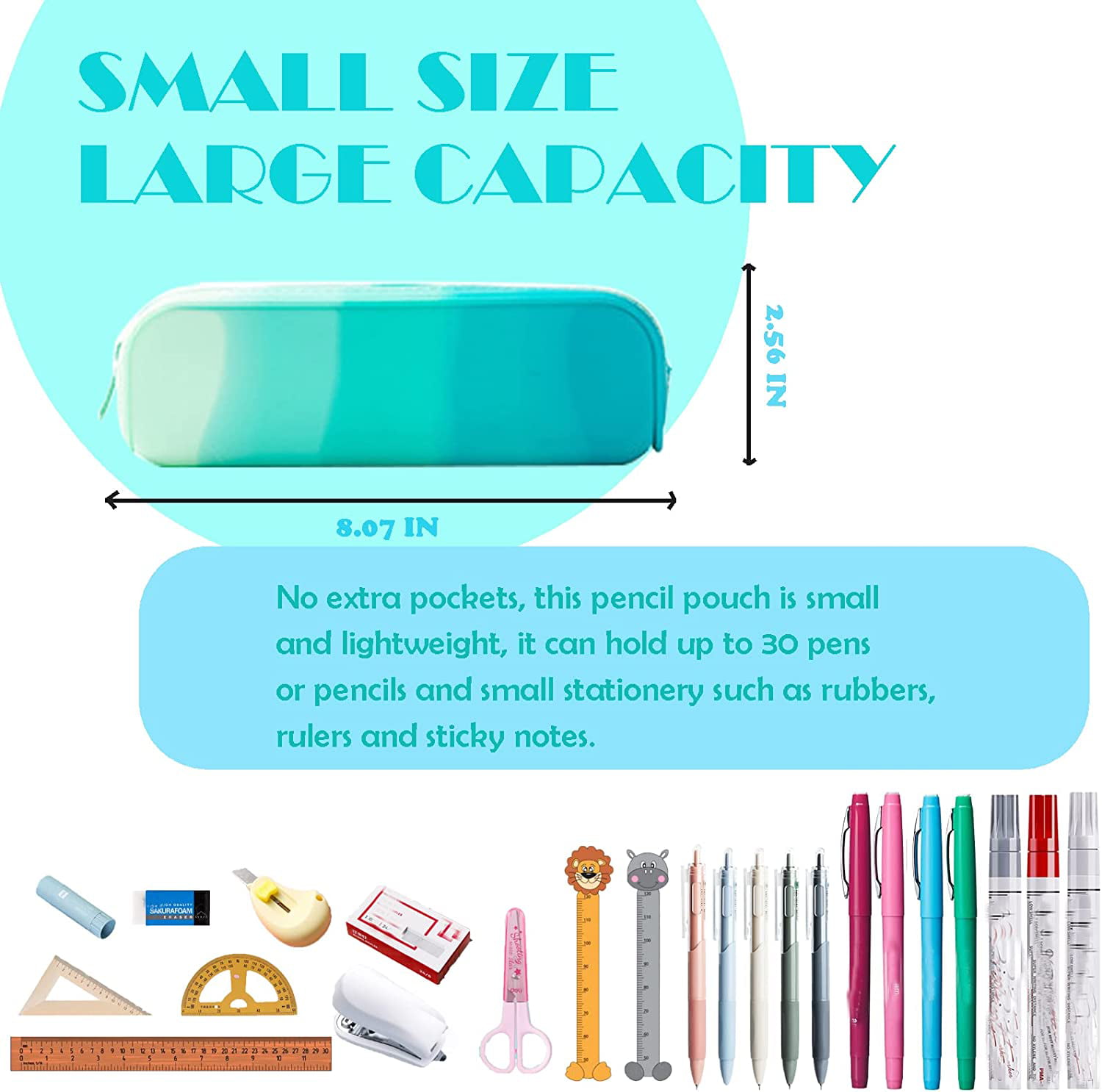 Silicone Pencil Case, Portable Waterproof Pencil Pouch Bag Gradient