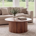 thumbnail image 3 of 31.5 Inch Round Coffee Table, Small Fluted Circle Accent Center Table with Metal Frame for Living Room, 3 of 8