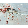 thumbnail image 2 of Swatland, Sally 24x20 Black Ornate Wood Framed with Double Matting Museum Art Print Titled - Chickadees in Winter, 2 of 4