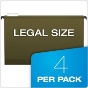 Pendaflex® SureHook Hanging Pocket File, Legal Size, 1/5-Cut Tabs, Standard Green, 4/Pack