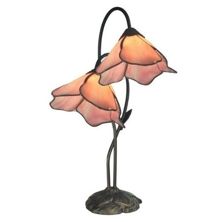 - Dale Tiffany Poelking 2 Light Pink Lily Table Lamp