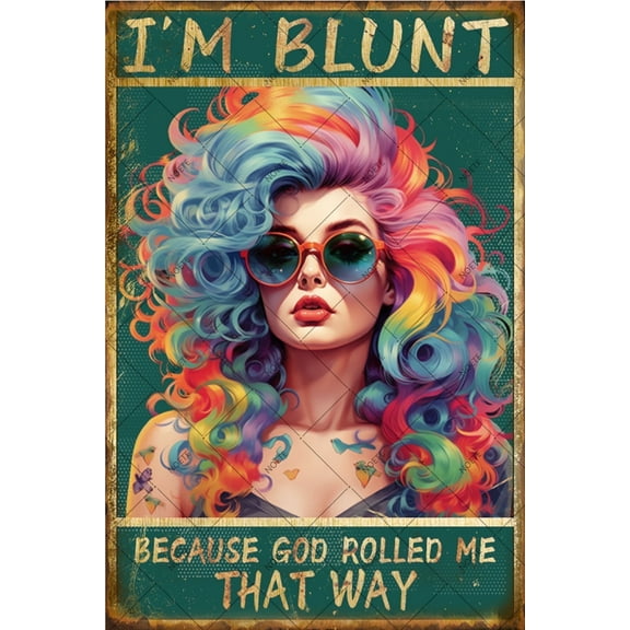 Noete Hippie Girl Sign Vintage 8x12 Inch Wall Art Decor with Funny Life Quotes, Perfect for Bedroom, Bathroom, Man Cave & Garden Party, Durable Tin Sign for Family & Lovers