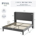 thumbnail image 7 of Allewie Full Size Velvet Bed Frame/Vertical Channel Tufted Wingback Headboard/Upholstered Platform Bed/Strong Wooden Slats/No Box Spring Needed/Easy Assembly/Grey, 7 of 7