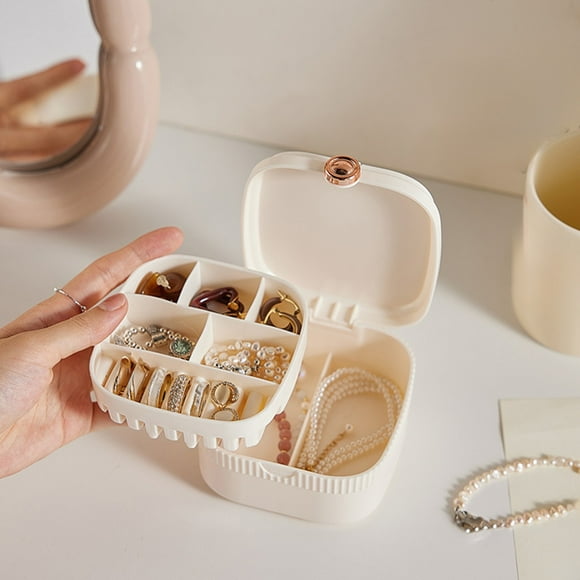 Staron Travel Jewelry Case and Organizer with Mirror (White), Mini Jewelry Box Jewelry Organizer Case Storage Gift Box Christmas Gifts for Women and Girls