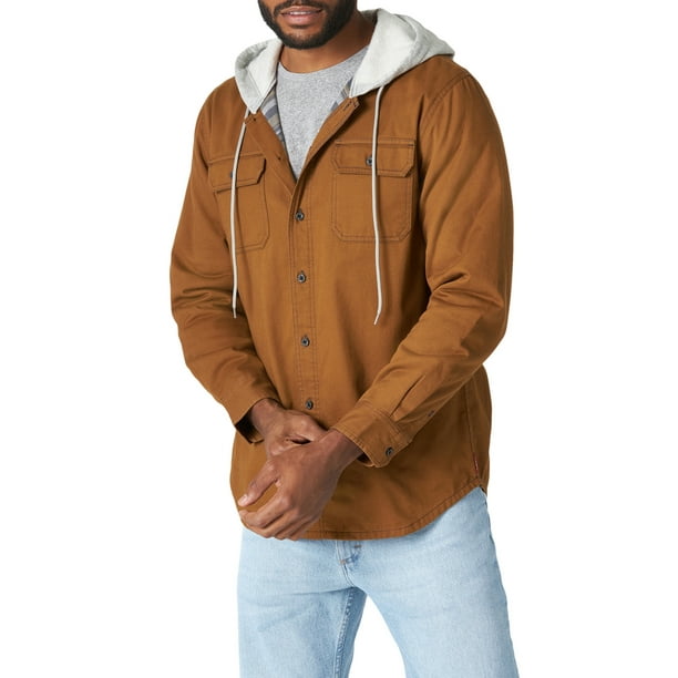 Wrangler Men's Long Sleeve Hooded Lined Flannel Shirt Jacket 