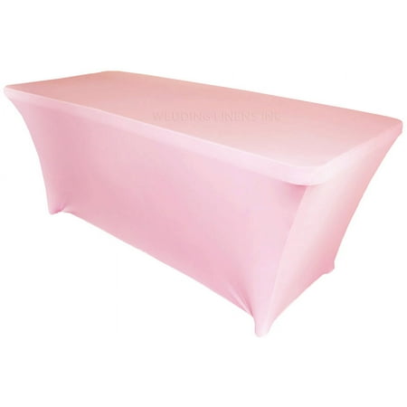 

Wedding Linens Inc. (200 GSM) Premium 8 FT Rectangular Spandex Stretch Fitted Table Cover Tablecloths - Pink