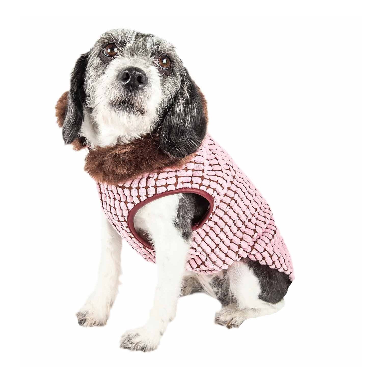 Pet Life ® Luxe 'Beautifur' Box-Stitched Elegant Designer Mink Fur Dog Coat