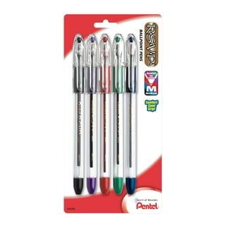 Pentel® RSVP® Ballpoint Pens, Fine Point, 0.7 mm, Clear Barrel, Blue Ink,  Pack of12