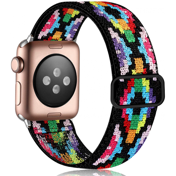 XIHAMA Stretchy Loop Band Compatible for Apple Watch 38mm 40mm 41mm, Adjust Sport Elastic Nylon Replacement Wristband for iWatch SE Series 6 5 4 3 2 1, Colorful Diamond