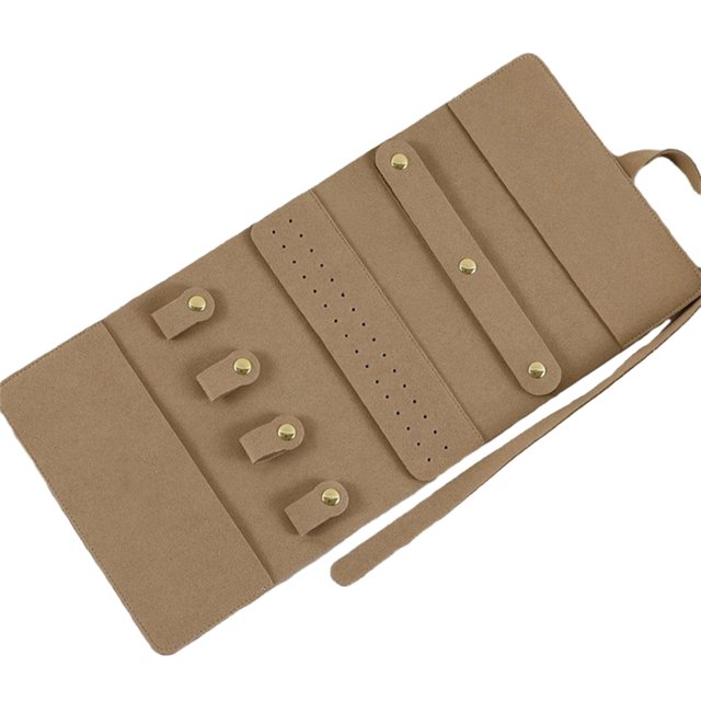 LCXmlly Compact Jewelry Roll Slim Portable Faux Leather Jewelry Roll Multifunctional Rings Necklaces Earrings Bracelets Watch Travel Storage Organizer