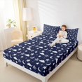 thumbnail image 4 of Homewish Kids Children Stars Print Full Size Sheets 4-Piece,Starry Sky Breathable Bed Sheets,Blue White Lightweight Sheet Sets,Luxury Bedroom Decor, 4 of 7