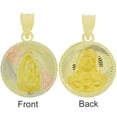 thumbnail image 3 of 14k Tricolor Gold, Reversible Two Sided Religious Pendant Charm Virgin Mary Jesus Christ 14mm, 3 of 5