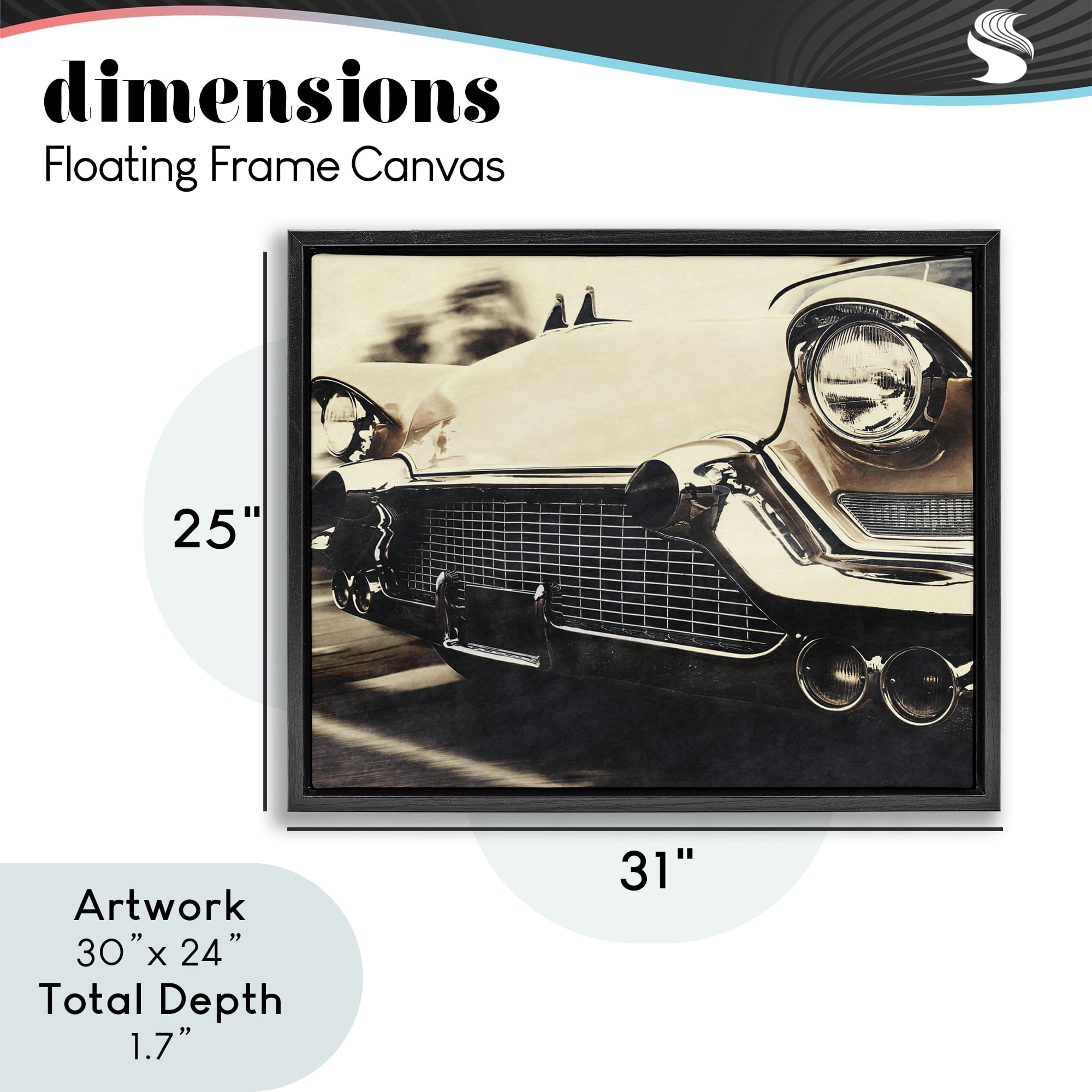 Stupell Industries Vintage Ride Headlights Black Framed Floater Canvas Wall Art, design by Marcus Prime