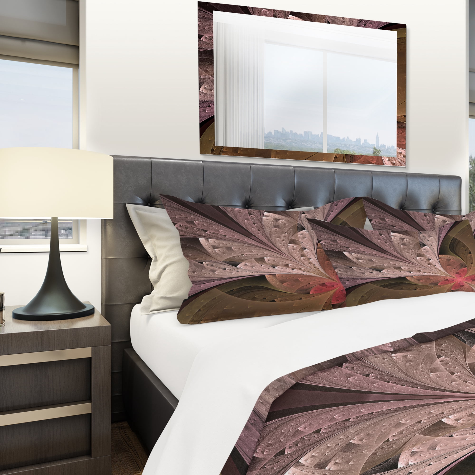 Designart 'Beautiful Fractal Flower in Beige' Modern & Contemporary Duvet Cover Set