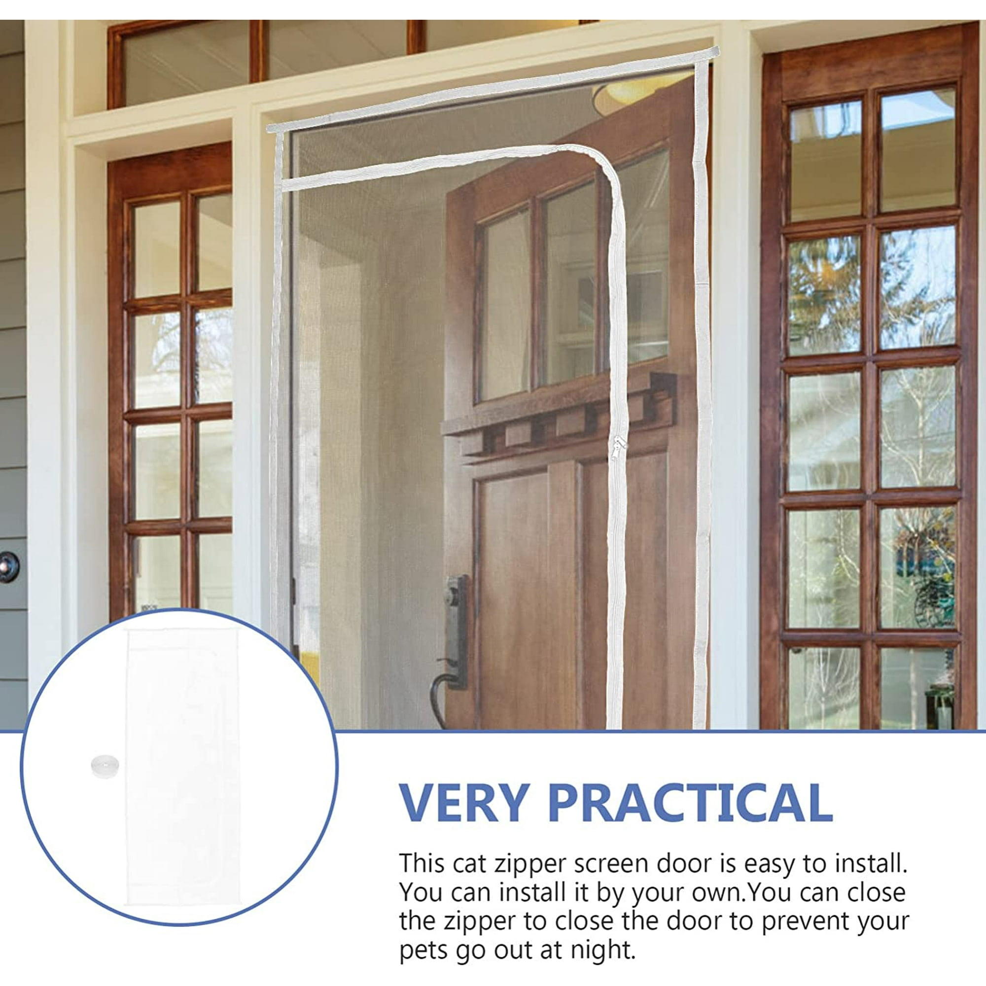 Deandawn Cat Screen Door Mesh Screen Door Cats Resistant With Zipper Cat Scratch Proof Screen Dogs Running Out For Pet Living Room Patio Kitchen Bedro
