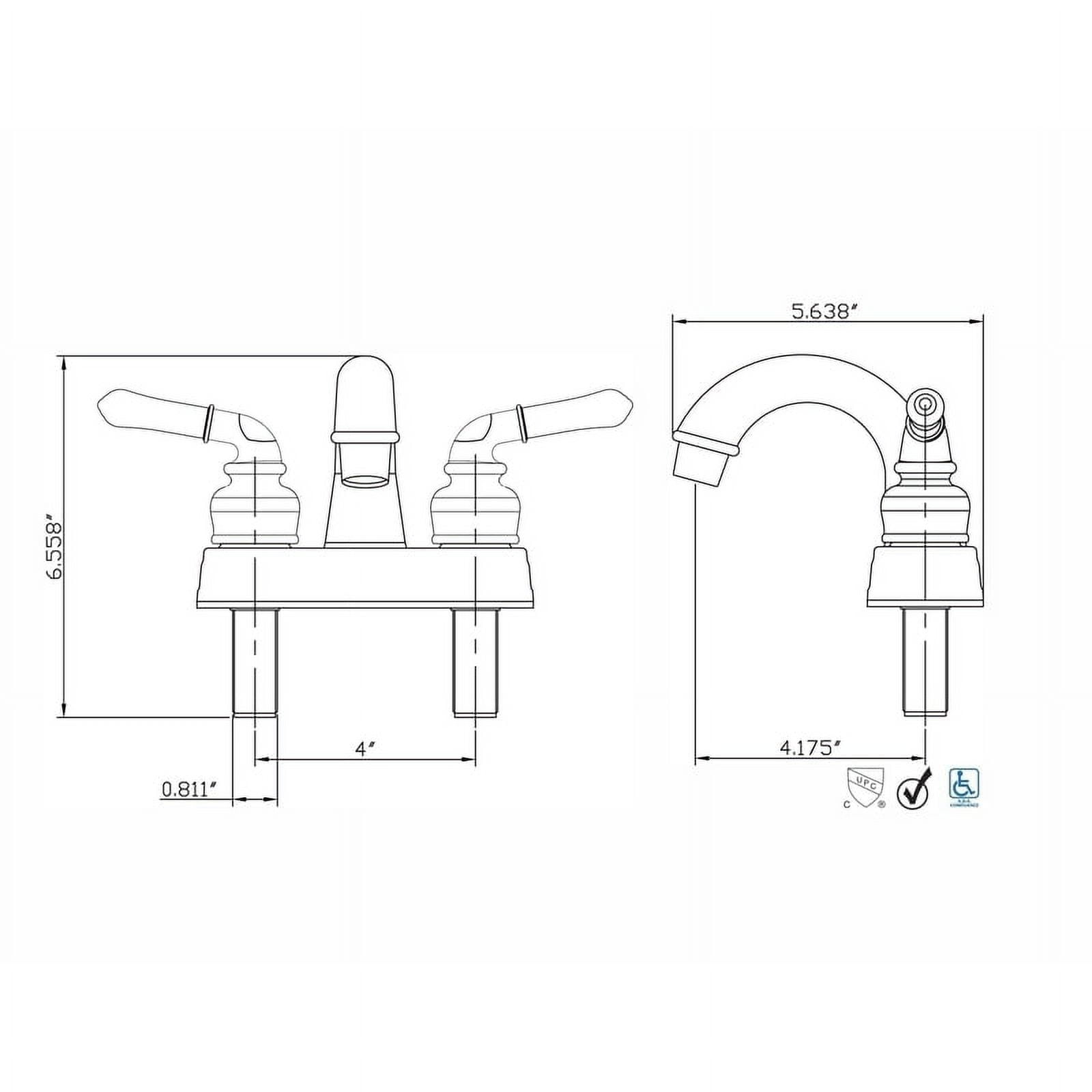 Ultra Faucets Non-Metallic Polished Chrome Centerset Bathroom Sink Faucet 4 in.