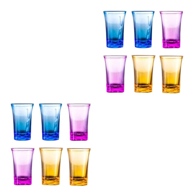 Inteprter 6 copas de vino para fiestas, copas acrílicas para dispensador de vidrio, juegos para beber, soporte para cóctel, colorido No.02 2piezas Inteprter CBP149145