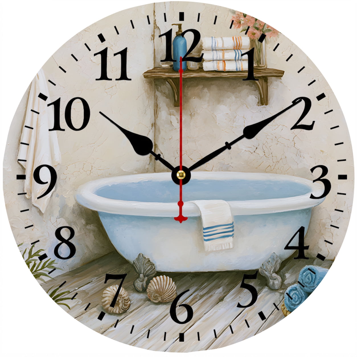 Cozy Hour 9 . 84 Inch Bathroom Wall Clock, Vintage Blue Bathtub Quiet Non Ticking Round Analog Cozy Hour 9 . 84 Inch Bathroom Wall Clock, Vintage Blue Bathtub Quiet Non Ticking Round Analog b