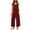 Wine-patriotic overalls, variant on Wiyuqeen Waffle Jumpsuits for Women Sleeveless Crew Neck Wide Leg Rompers Solid Vintage Overalls Cropped Pants with Pocket Memorial Day Gifts